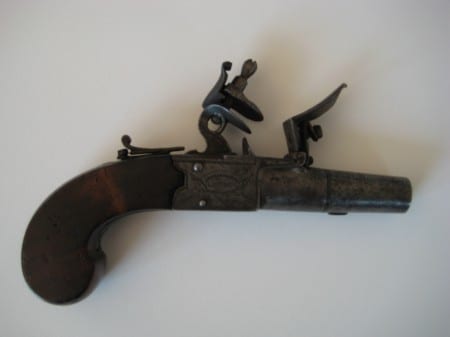 Front of the flintlock pocket pistol.